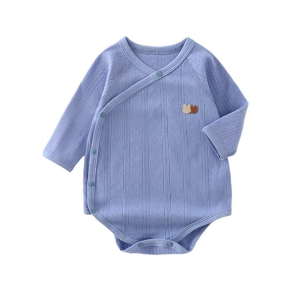 lnmuld Baby Long Sleeve Solid Color Jacquard Romper Soft Bodysuit for Boys Girls Comfortable Crawling Suit Size:7-12 Months