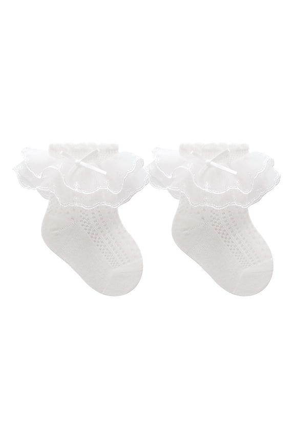Baby Socks Soft Double Layer Lace Trim Baby Socks Comfortable Everyday Wear for and Toddlers Size:0-12 Months