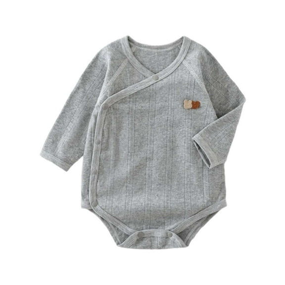 lnmuld Baby Solid Color Long Sleeve Jacquard Romper Soft Crawling Suit for Boys Comfortable Bodysuit Size:2-5 Months