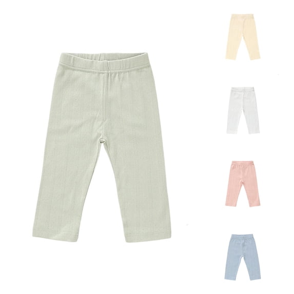 lnmuld Baby Solid Jacquard Leggings Elastic Waist Knit Infant Daily Casual Pants Light Green,0-3 Months
