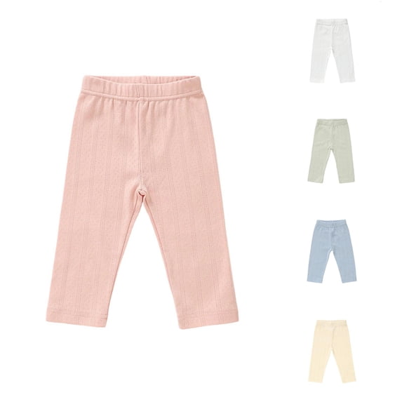 lnmuld Baby Solid Jacquard Leggings Elastic Waist Knit Infant Daily Casual Pants Light Pink,3-6 Months