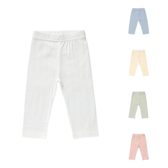 lnmuld Baby Solid Jacquard Leggings Elastic Waist Knit Infant Daily Casual Pants White,Newborn