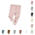 thumbnail image 1 of lnmuld Baby Solid Ribbed Leggings Elastic Waist Knit Infant Daily Base Pants Red3,0-3 Months, 1 of 3