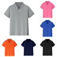 thumbnail image 1 of lnmuld Back to School Boys Girls Kids Short Sleeve Solid Plain Single Button Half Placket Polo Shirts Breathable Soft Knit School Uniform Tops Size:10-12 Years, 1 of 6