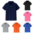 thumbnail image 1 of lnmuld Back to School Boys Girls Kids Short Sleeve Solid Plain Single Button Half Placket Polo Shirts Breathable Soft Knit School Uniform Tops Size:5-6 Years, 1 of 6