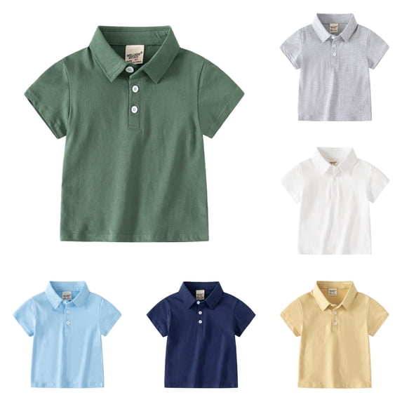 lnmuld Back to School Boys Girls Toddler Kids Short Sleeve Solid Two Button Soft Knit Polo Shirts Breathable Summer Kindergarten Uniform Tops Size:4-5 Years