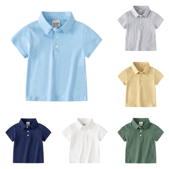 lnmuld Back to School Boys Girls Toddler Kids Short Sleeve Solid Two Button Soft Knit Polo Shirts Breathable Summer Kindergarten Uniform Tops Size:4-5 Years