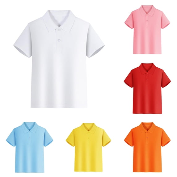 lnmuld Back to School Boys Girls Unisex Short Sleeve Solid Two Button Reinforced Placket Pique Polo Shirts Breathable Summer School Uniform Tops Size:11-12 Years