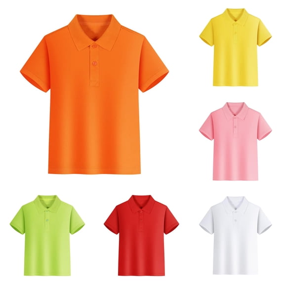 lnmuld Back to School Boys Girls Unisex Short Sleeve Solid Two Button Reinforced Placket Pique Polo Shirts Breathable Summer School Uniform Tops Size:11-12 Years