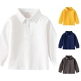 thumbnail image 1 of lnmuld Back to School Boys Girls Kids Long Sleeve Solid Plain Polo Shirts Soft Breathable School Uniform Tops Size:4-5 Years, 1 of 3