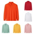 thumbnail image 1 of lnmuld Back to School Boys Girls Kids Long Sleeve Solid Plain Two Button Polo Shirts Soft Breathable School Uniform Tops Size:7-8 Years, 1 of 4
