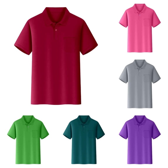 lnmuld Back to School Boys Girls Kids Short Sleeve Solid Pocket Polo Shirts Smooth Soft School Uniform Tops Size:7-8 Years