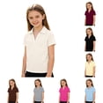 thumbnail image 1 of lnmuld Back to School Kids Girls Short Sleeve Solid V Notch Collar No Button Pique Polo Shirts Breathable Summer School Uniform Tops Size:5-6 Years, 1 of 7
