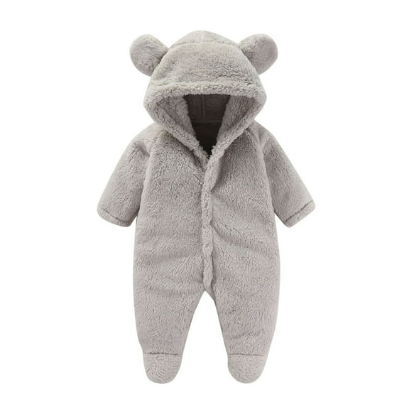 lnmuld Boy Girls Jumpsuit Baby Footie Snowsuit Winter Cartoon Bear Warm Hooded Outfit for Toddlers Boys Girls Size:0-3 Months