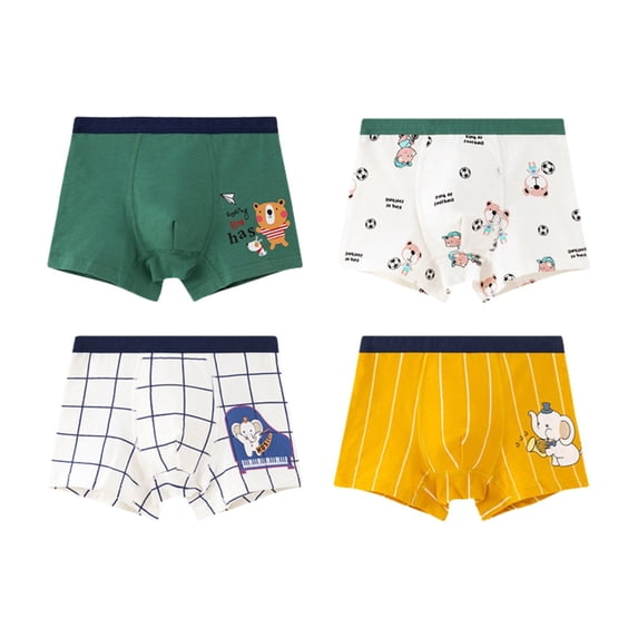 lnmuld Boys Assorted Prints Breathable Soft Stretch Cotton Tag Free Boxer Briefs, 4 Pack Size:140