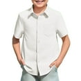 thumbnail image 1 of lnmuld Boys Girls Gradient Button Down Shirt Pocket Short Sleeve Summer Beach Casual Color:White,Size:9-10 Years, 1 of 5
