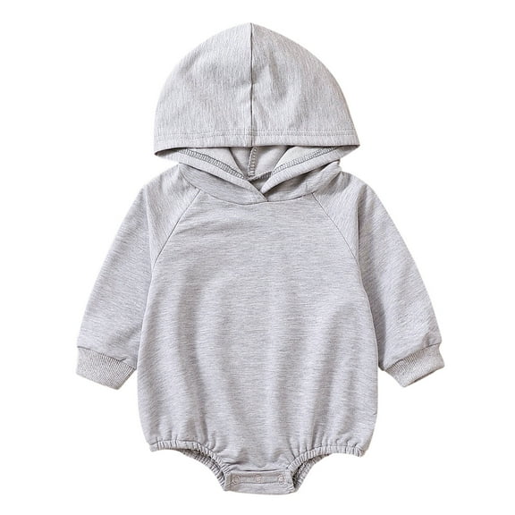 lnmuld Boys Girls Hooded Pullover Romper Long Sleeve Solid Bodysuit Cozy Sweatshirt for Size:12-18 Months