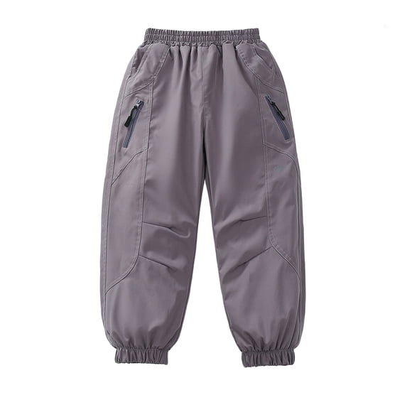 lnmuld Boys and Girls Snow Pants Winter Lined Cargo Pants Windproof Thermal Insulated Trousers for Outdoor Hiking Sports Adventure Playground Jogging Activewear Size:8-9 Years