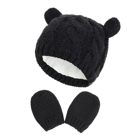 lnmuld Boys Girls Winter Gloves Knit Hat and Mittens Set with Adorable Ear Winter Warmth Size:2-5 Years