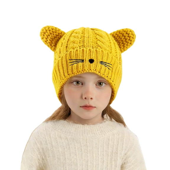 lnmuld Boys Girls Winter Hat Cozy Knitted Winter Hat with Adorable Cat Ears for Kids Soft Lined Cap for Cold Weather Outdoor Activities Size:2-7 Years