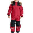 thumbnail image 1 of lnmuld Boys Insulated Ski Snowsuit Winter Warm Windproof Thermal Overall with Detachable Hood Outdoor Softshell Mud Suit Size:12-18 Months, 1 of 7