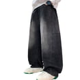 thumbnail image 1 of lnmuld Boys Jeans Stylish and Comfortable Boys Wide Leg Trousers for Fall Season Fashion Loose Fit Long Pants Big Kids Teenagers Casual Wear Size:11-13 Years, 1 of 9