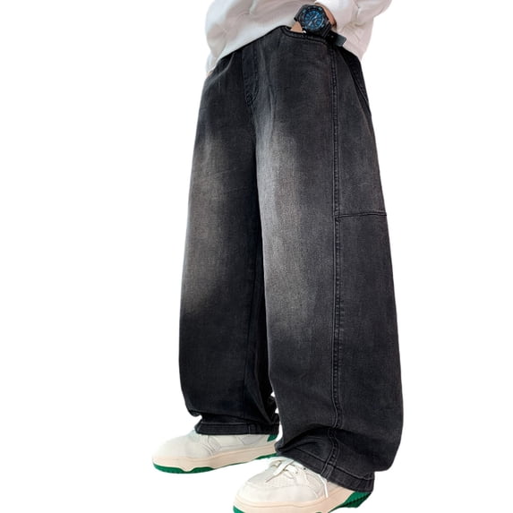 lnmuld Boys Jeans Stylish and Comfortable Boys Wide Leg Trousers for Fall Season Fashion Loose Fit Long Pants Big Kids Teenagers Casual Wear Size:11-13 Years
