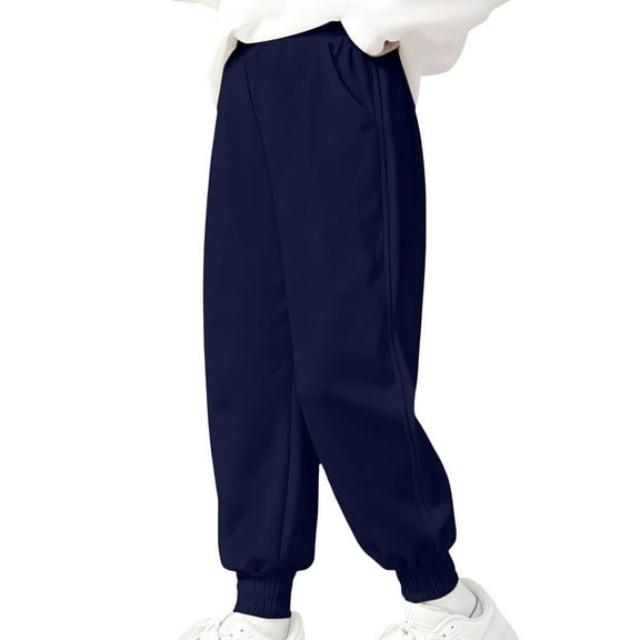 lnmuld Boys Pants Boys Winter Jogger Pants Thermal Lined Comfort Fit Elastic Waistband Ankle Soft Blend Casual Sportswear for Kids and Outdoor Activities Size:9-10 Years