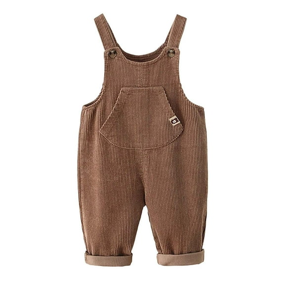 lnmuld Boys Pants Girls Corduroy Overalls Autumn Toddler Baby Jumpsuit Cute Denim Style Pants with Adjustable Straps for Playful Comfort and Fashion Solid Color Size:18-24 Months