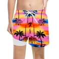 thumbnail image 1 of lnmuld Boys Rainbow Gradient Palm Tree Print Double Liner Swim Trunks Size:5-6 Years, 1 of 4