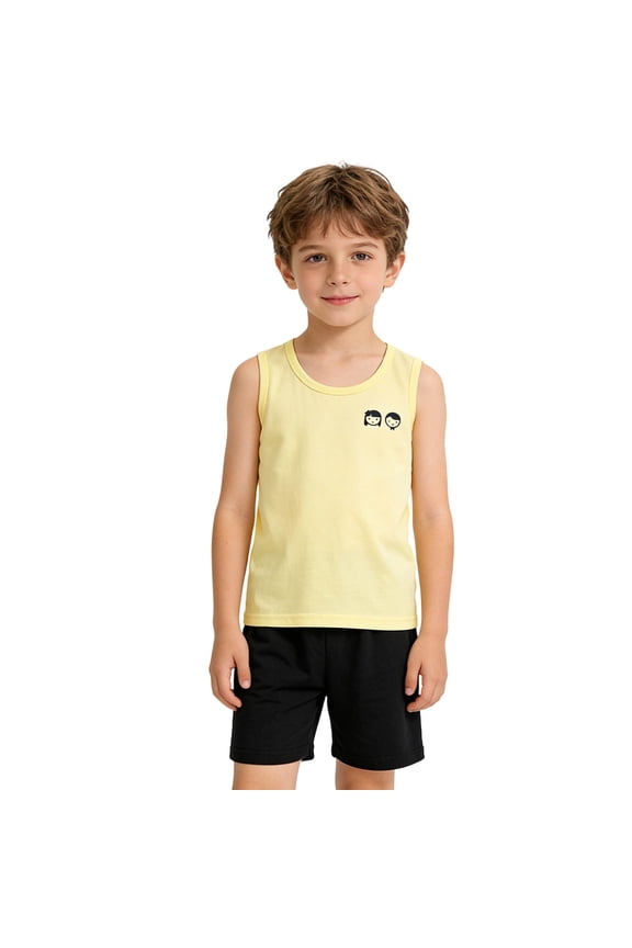 Boys' Ribbed Muscle Tank Top Sleeveless Solid Undershirt Toddler Summer Color:Yellow,Size:2-3 Years