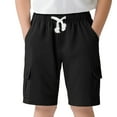 thumbnail image 1 of lnmuld Boys Shorts Boys Girls Stretch Chino Twill Jogger Shorts with Drawstring Waist and Multiple Cargo Pockets for School Size：5-6 Years, 1 of 9