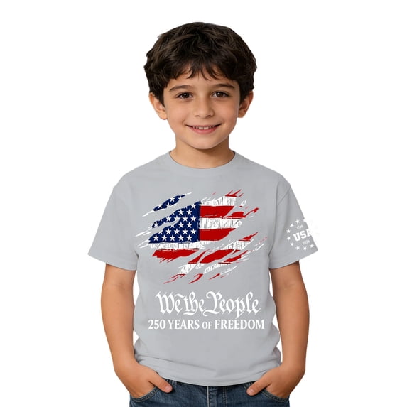 lnmuld Boys T-Shirt 250 Years of Freedom Flag Independence Day Graphic Tee Size:1-2 Years