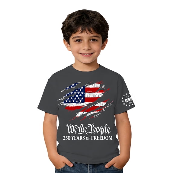lnmuld Boys T-Shirt 250 Years of Freedom Flag Independence Day Graphic Tee Size:12-13 Years