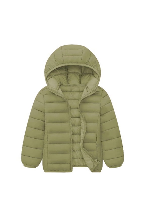 Boys Winter Coat Solid Color Lightweight Warm Down Jacket for Kids Winter Outdoor Windproof Hooded Coat Youth Children Size：2-3 Years