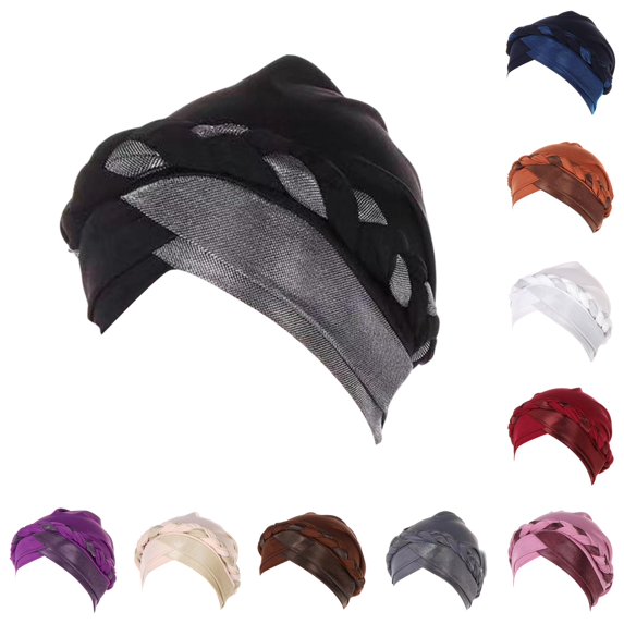 lnmuld Braided Turban Hat Soft Stretch Head Wrap Fashion Head Cover Size:One Size