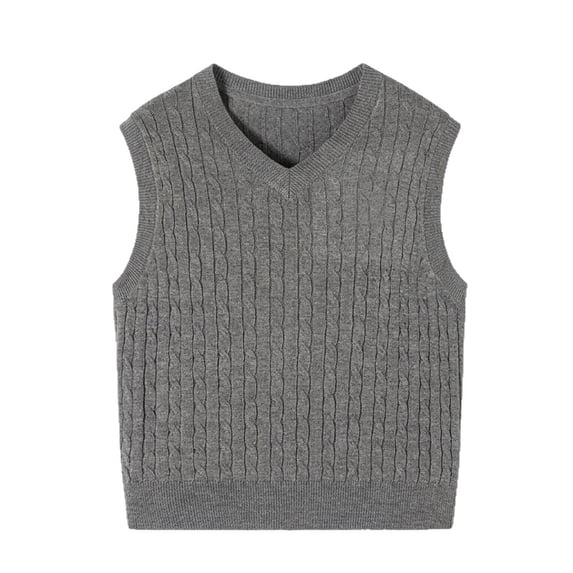 lnmuld Cable Knit Sweater Vest V Neck Sleeveless Knit Pullover Casual Layering Top for Boys Size:11-12 Years