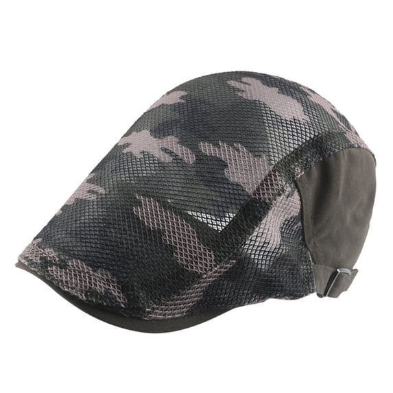 lnmuld Camo Mesh Flat Cap Breathable Ivy Newsboy Adjustable Driving Cap for Men Summer Size:One Size
