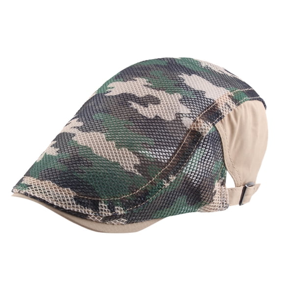 lnmuld Camo Mesh Flat Cap Breathable Ivy Newsboy Adjustable Driving Cap for Men Summer Size:One Size