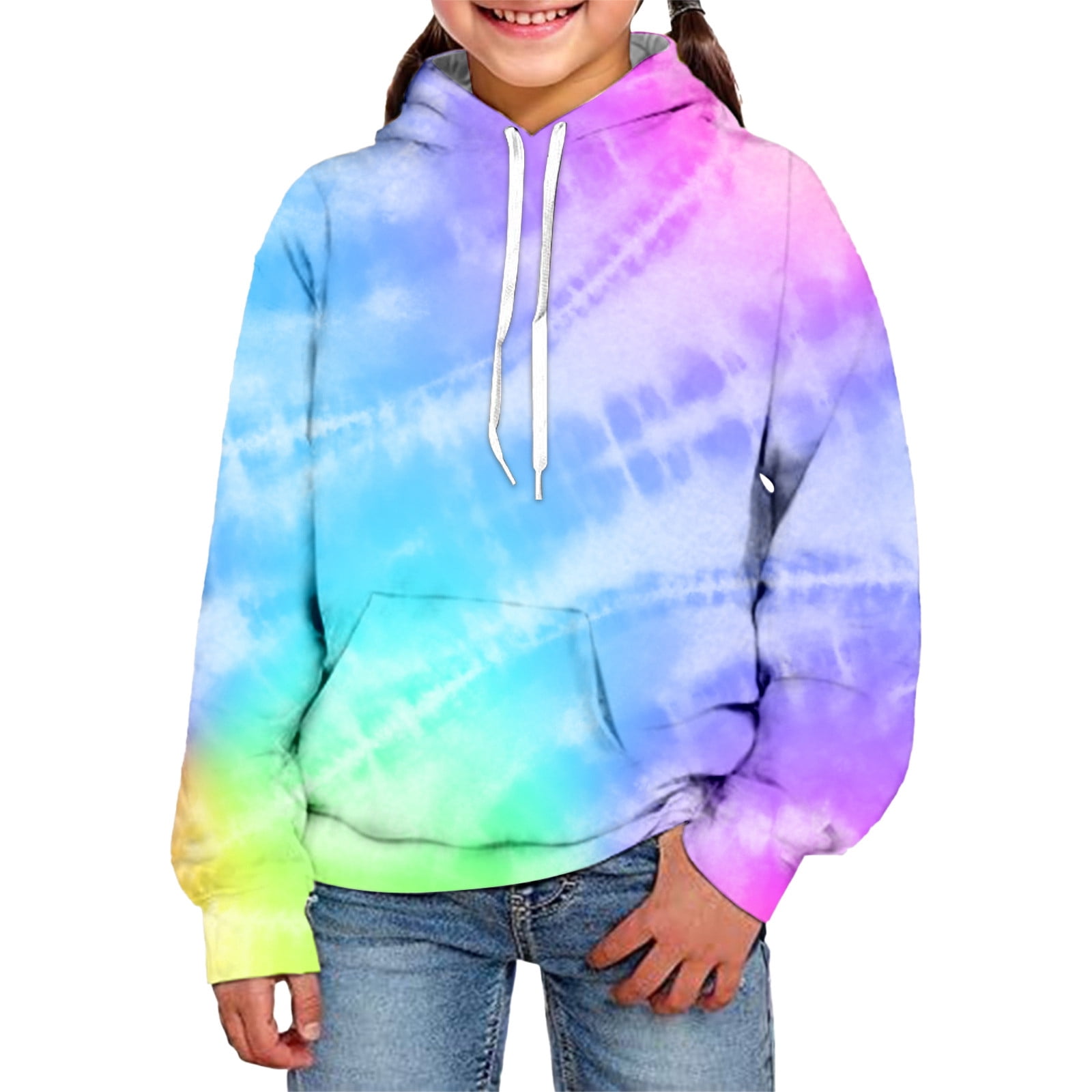 lnmuld Colorful Pullover Unisex Girls Boy Tie Dye 3D Printed
