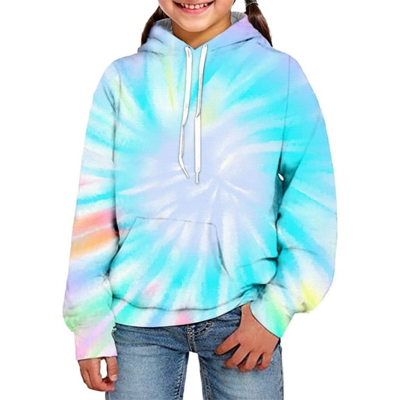 lnmuld Colorful Pullover Unisex Girls Boy Tie Dye 3D Printed Hoodie Soft Sweatshirt for Spring Autumn Casual Comfort Outerwear Hoodies for Teen Back to School Size:5-6 Years