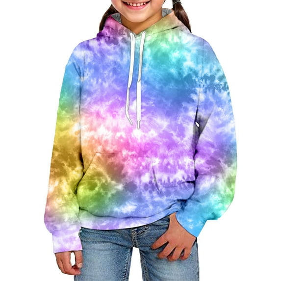 lnmuld Colorful Pullover Unisex Girls Boy Tie Dye 3D Printed Hoodie Soft Sweatshirt for Spring Autumn Casual Comfort Outerwear Hoodies for Teen Back to School Size:2-3 Years