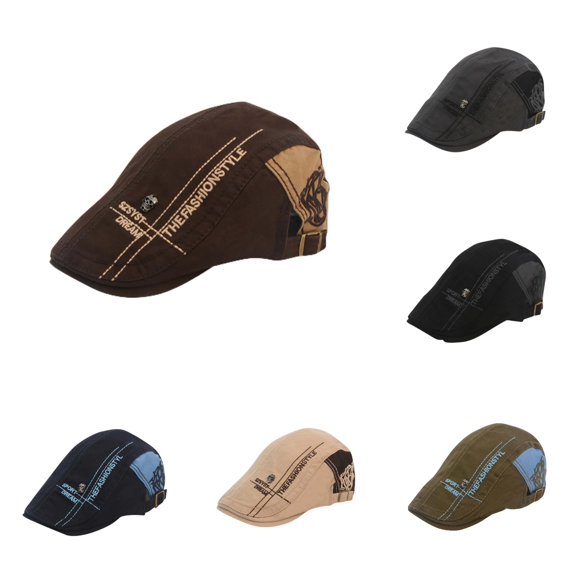 lnmuld Cotton Duckbill Cap Contrast Stitch Adjustable Ivy Hat for Men Size:One Size