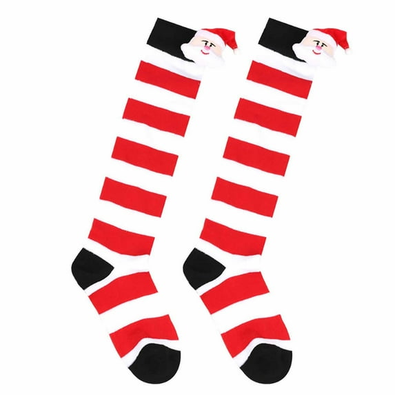 lnmuld Cotton Socks European Style Kids Socks Long Stockings for Girls with Santa Figurine and Doll Decorative Designs Ideal for Autumn Winter Seasonal Wear Size:7-12 Years