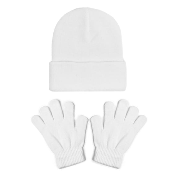 lnmuld Cozy Solid Color Knit Winter Hat and Gloves Set for Kids - Lined Windproof Toddler & Mittens for Boys Girls Outdoor Activities Size:2-8 Years