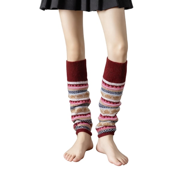 lnmuld Cute Leg Warmers Winter Knitted Leg Warmers Retro Bohemian Boot Cozy Thermal Ankle Sleeves Fashionable Layering Accessories for Women Size:One Size