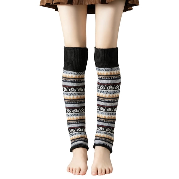 lnmuld Cute Leg Warmers Winter Knitted Leg Warmers Retro Bohemian Boot Cozy Thermal Ankle Sleeves Fashionable Layering Accessories for Women Size:One Size
