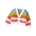 thumbnail image 1 of lnmuld Cute Sweaters Baby Kids Girls Boys Long Sleeve Rainbow Sweaters Warm Jacket Cotton Knit Cardigan Button Down Coat Outwear Size:18-24 Months, 1 of 9