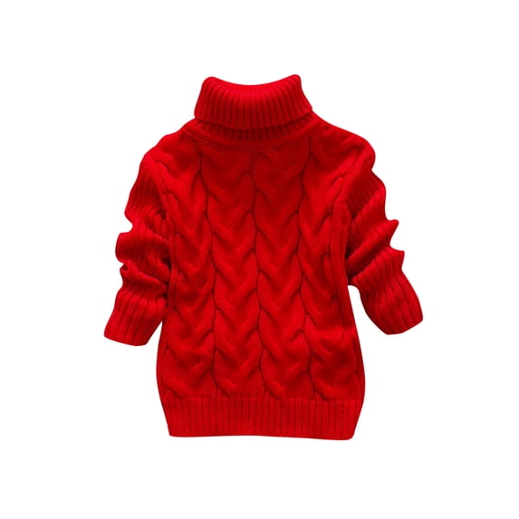 lnmuld Cute Sweaters Boys Girls Children's Winter Sweater Solid Color Turtleneck Knitted Top Stretch Shirt for Babys Clothes Size:12-18 Months
