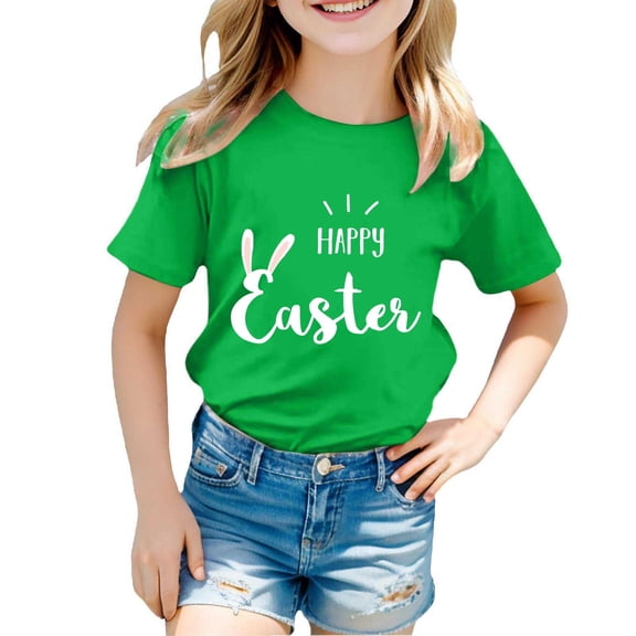 lnmuld Cute Tops Easter Theme Printed Casual T-Shirt for Kids Comfortable Fashion Top for Girls and Boys Size:3-4 Years